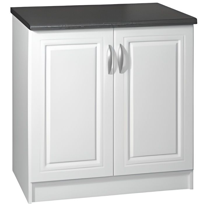 Meuble cuisine bas 80 cm 2 portes DINA blanc - Cdiscount Maison