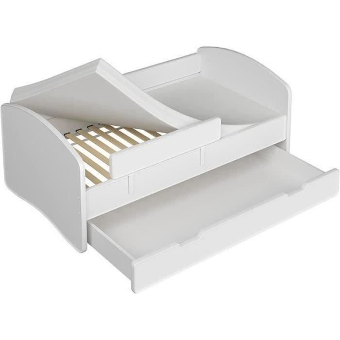 Lit Pour Bebe Et Enfant Avec Tiroir Et Matelas Alex Blanc 143 X 74 X 64 Cm Cdiscount Puericulture Eveil Bebe