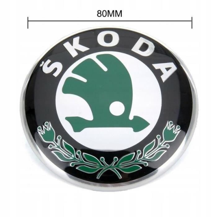 1×Insigne logo emblème arrière 80mm vert Adaptation SKODA FABIA OCTAVIA SUPERB ROOMSTER