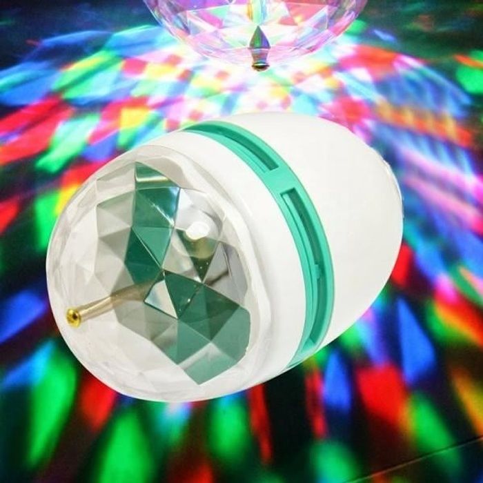 Ampoule Disco Led Rgb E27 3w Multicolore Rotation 360° Ø8x13cm Edm