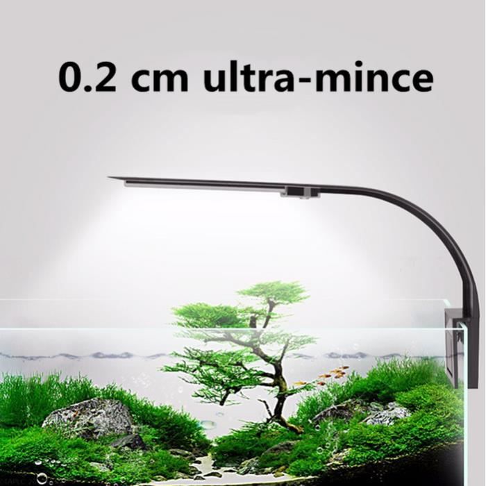 Lampe LED Ultra-Mince pour Petit Aquarium, Mini Lampe Pince Aquarium avec 24 LED Lumière Blanche et Bleue pour Aquarium de 30-60 cm