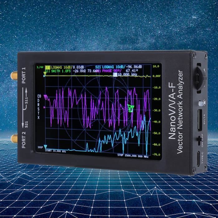 Analyseur d'antenne de réseau à vecteur UHF VHF NanoVNA-H HF 50KHz-900 MHz-Boîte