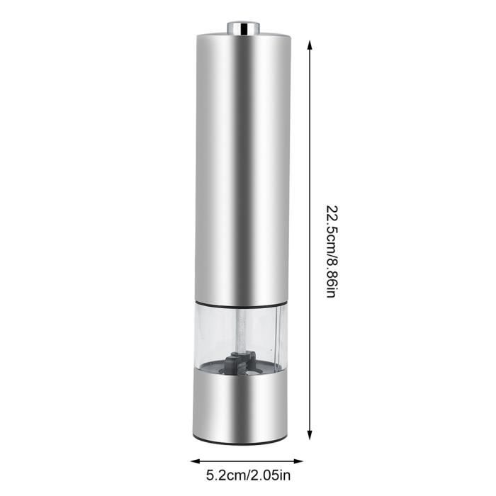 SIMPLETASTE Lot De 2 Moulins à Poivre Électriques - Broyeur Céramique Réglable, LED Intégrée, Acier Inoxydable - Fonctionne Sur Piles