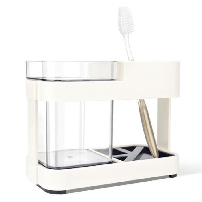 Ensemble 5 Accessoires Salle De Bain Blanc - Distributeur, Porte-brosse à Dents - Neuf
