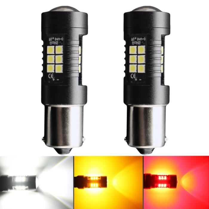Lot De 4 Ampoules LED P21w 1156 Blanc 6000K - Pour Feux Stop Et Recul