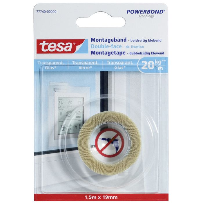 TESA Double-face de fixation - Pour verre et surfaces