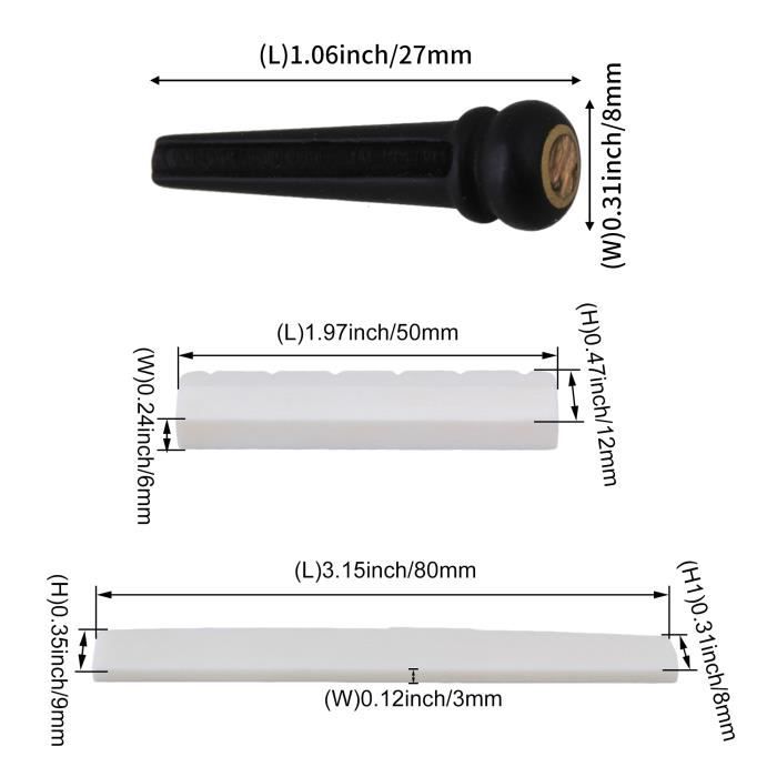 Sillets En Os Pour Guitare Classique - 2 Pont + 2 Tête - Os Véritable - Compatible 6 Cordes