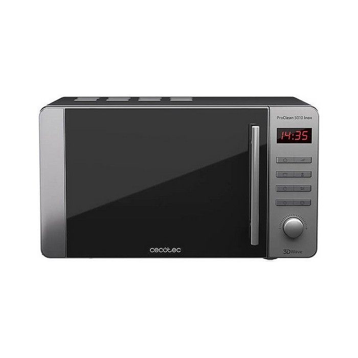 Cecotec Microondas ProClean 5010. 700 W, Capacidad De 20 L Revestimiento Ready2clean 5 Niveles Funcionamiento 8 Programas Tecnologia 3dwave Temporizador Diseno Frontal Y Tirador Inox