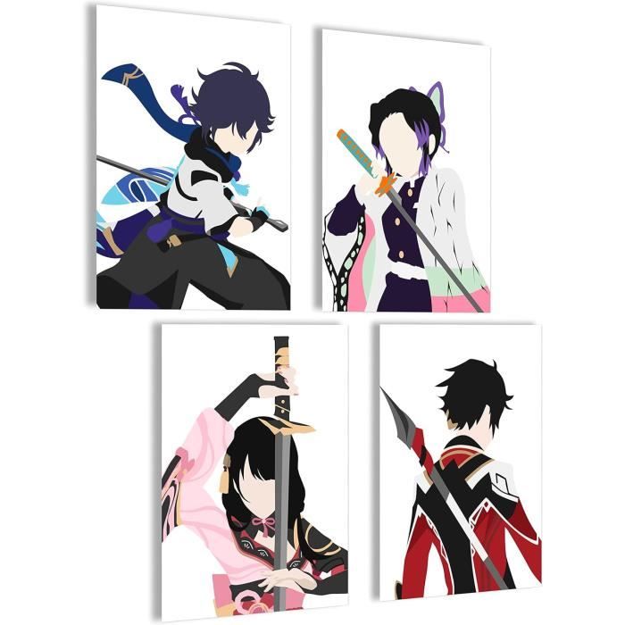 Set 4 Posters Anime Mojoliving - A4 21x30cm - Décoration Murale Manga Japonaise - Style Kawaii