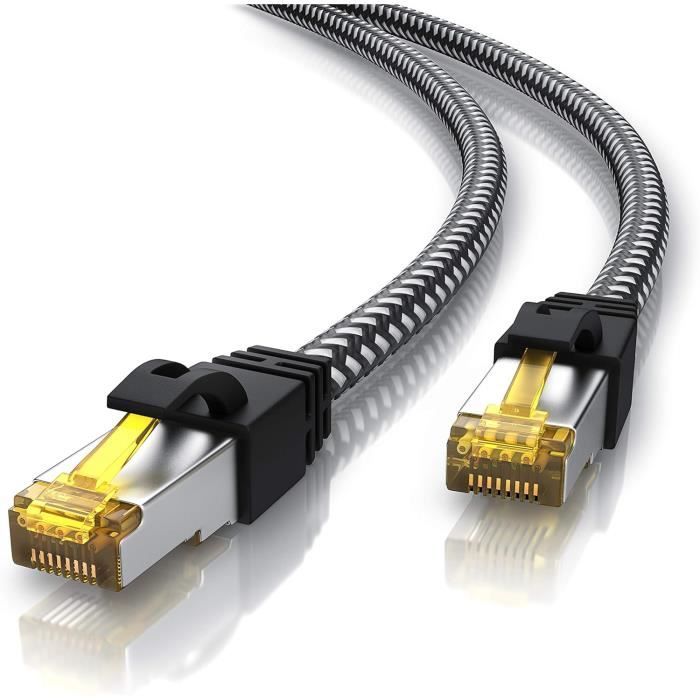 Câble Ethernet 0,25m, Cat 7 Cable RJ45 Haut Débit 10Gbps 600MHz, câble ...