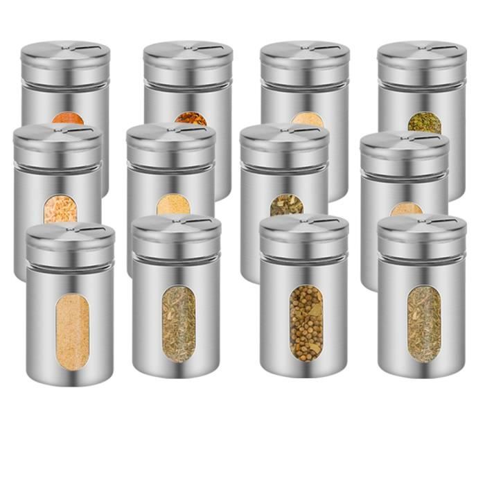Set De 24 Pots à Épices En Verre Avec Couvercles - Étiquettes Et Accessoires Inclus | Rangement Cuisine