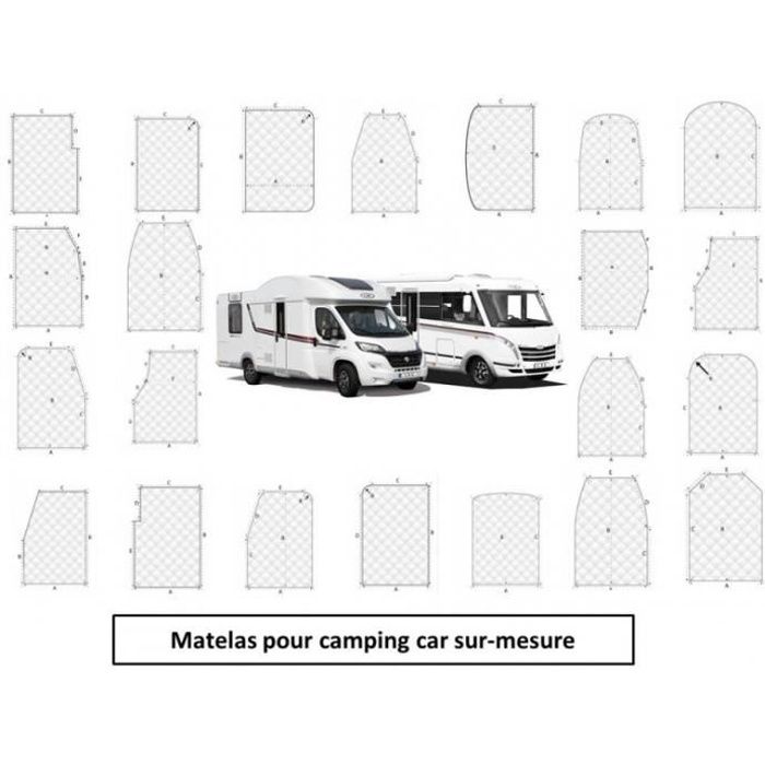 Matelas pour camping-car Mémoire de forme Sur-mesure 2 Places - COREME - 140 x 200 cm - Souple - Blanc