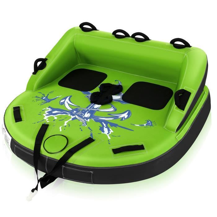 Bouée Tractée Hurricane Gonflable Pour Bateau Et Jet Ski - 1-2 Personnes - Avec Corde Et Poignées Rembourrées - Diamètre 58 Pouces