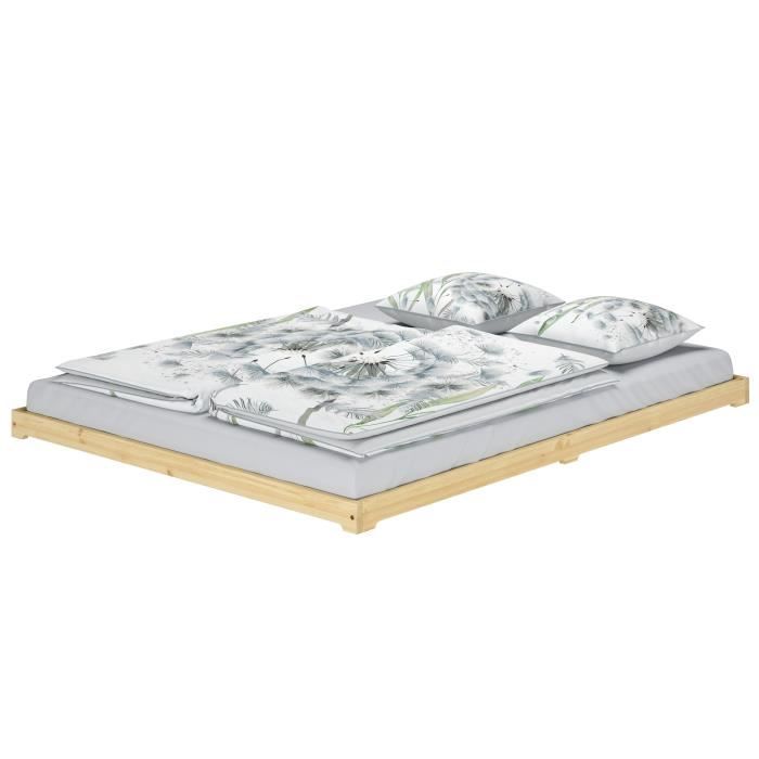 lit en pin très bas, base idéale pour combiner avec futon, surface 160x200 cm v-60.47k-16 [sans accessoires]