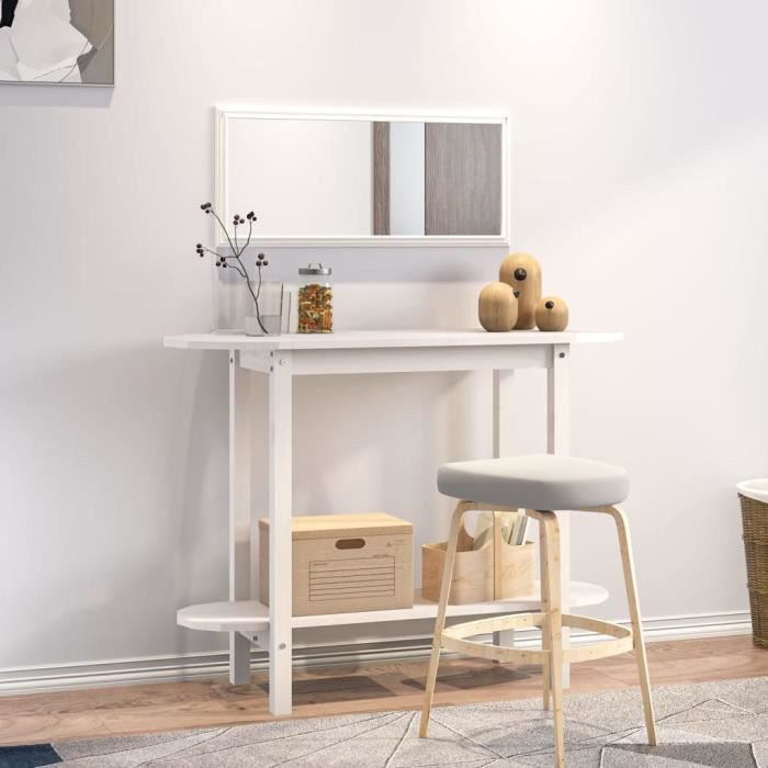 table console - fdit - blanc - bois massif - rectangulaire - campagne - 110x40x80 cm