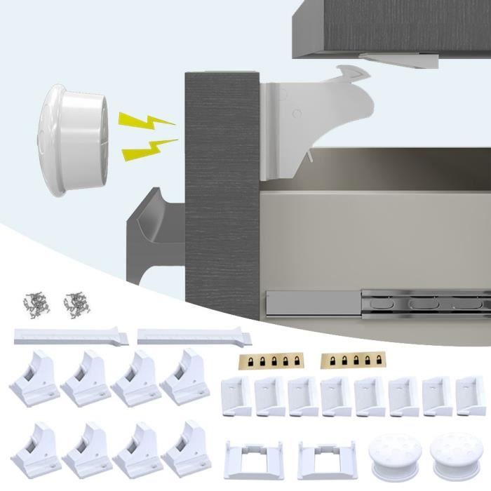 Securite Enfant Porte Placard - JINZDASU - Magnetique Bloque Porte Bébé Invisible (8 serrures + 2 clés)