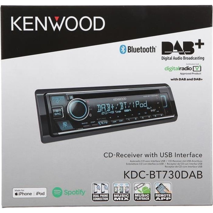 KENWOOD Autoradio CD- Bluetooth - DAB+ - KDC-BT730DAB - Cdiscount Auto