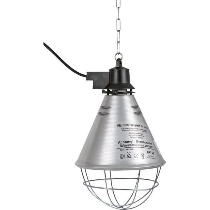 Protecteur lampe de chauffage - ARTAS - 21cm - Câble 2 50m - Aluminium - 6 fentes daération