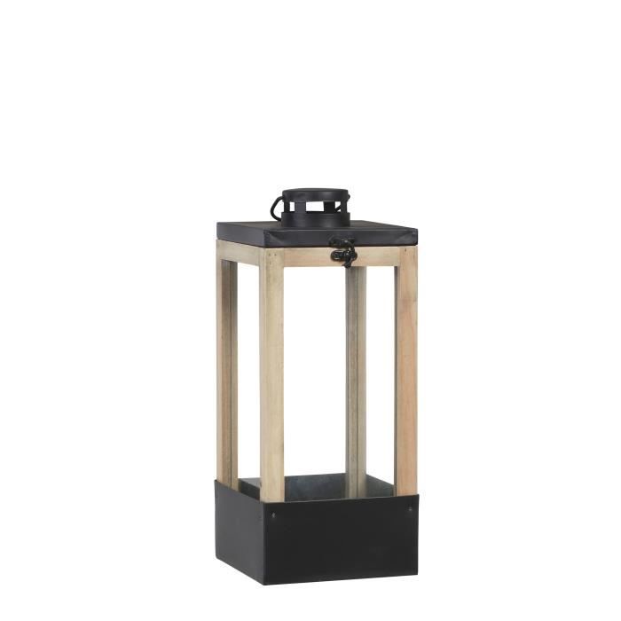 lanterne halton pour serres - mica decorations - noir - 14 x 14 x 33,5 cm - bois d'épicéa, métal, verre