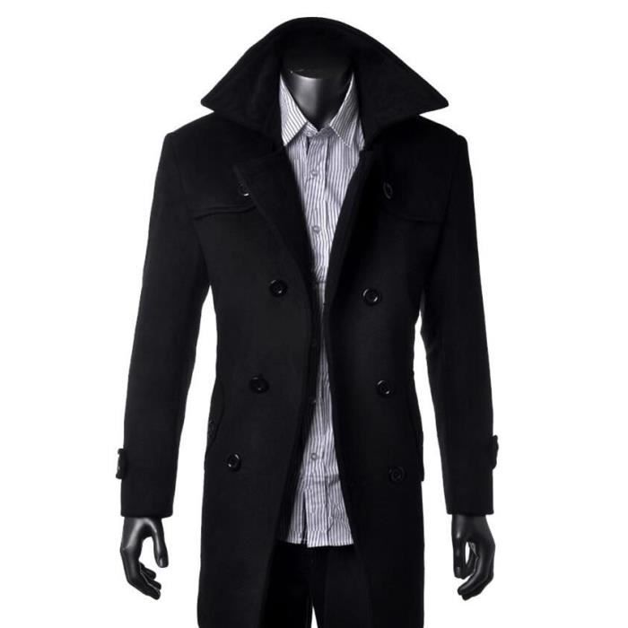 SIMPLE FLAVOR Parka Homme Couleur Pure Double-b Noir Noir - Cdiscount Pr??t-?�-Porter