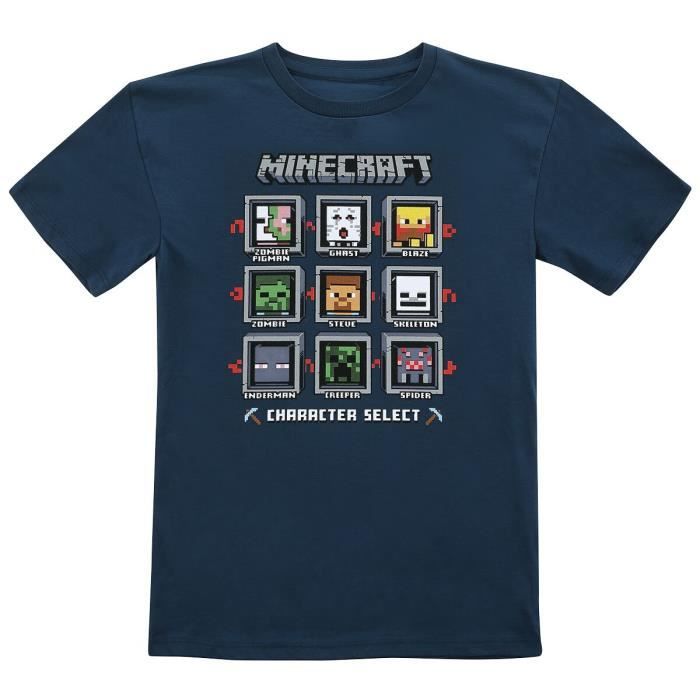 100% Coton, Minecraft Character Select Homme T-Shirt Bleu foncé 116 