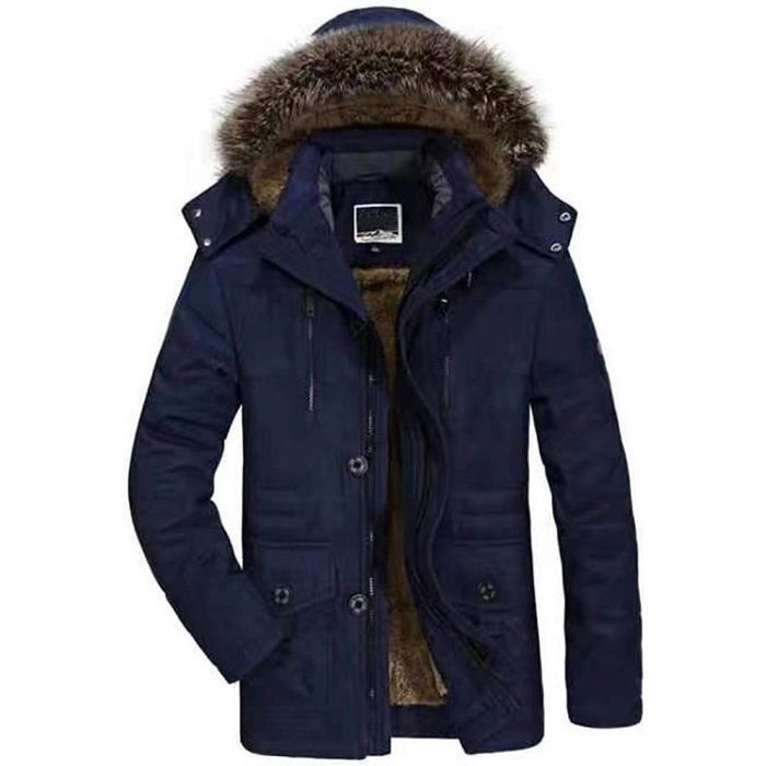 Parka Hiver Homme Manteau Hiver Chaud Veste Hiver Fourrure Capuche Veste  Parka Outdoor Blouson Vêtements Masculin