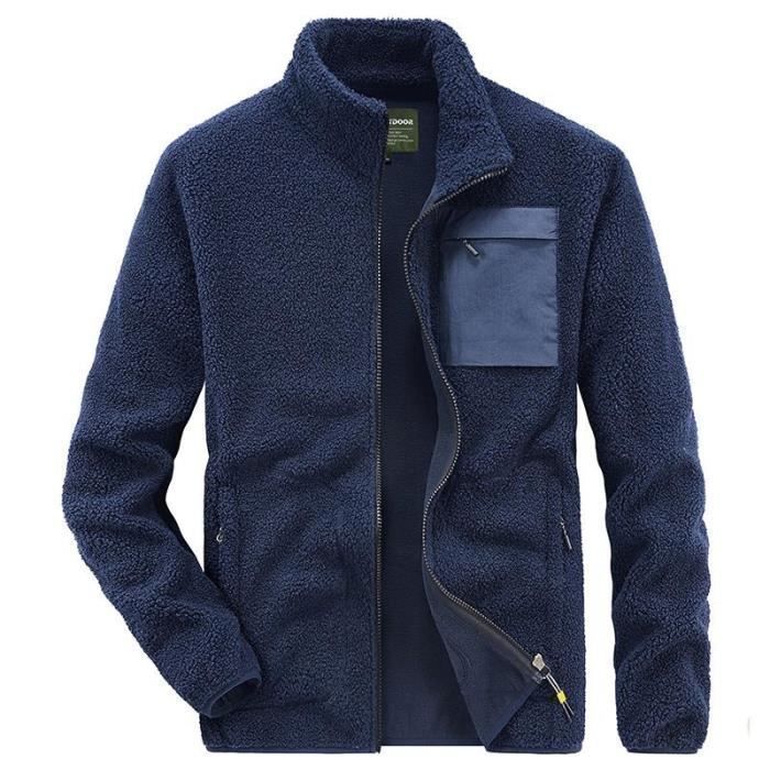 Veste Polaire Homme - Cardigan Chaud Col Montant - Pull D'hiver Confortable Avec Fermeture éclair Et Poches - Coupe Ergonomique