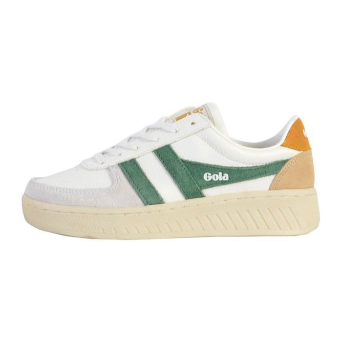 Gola Tennis Basket Basses - GOLA - Grandslam Trident - Femme - Blanc/Vert/Sun