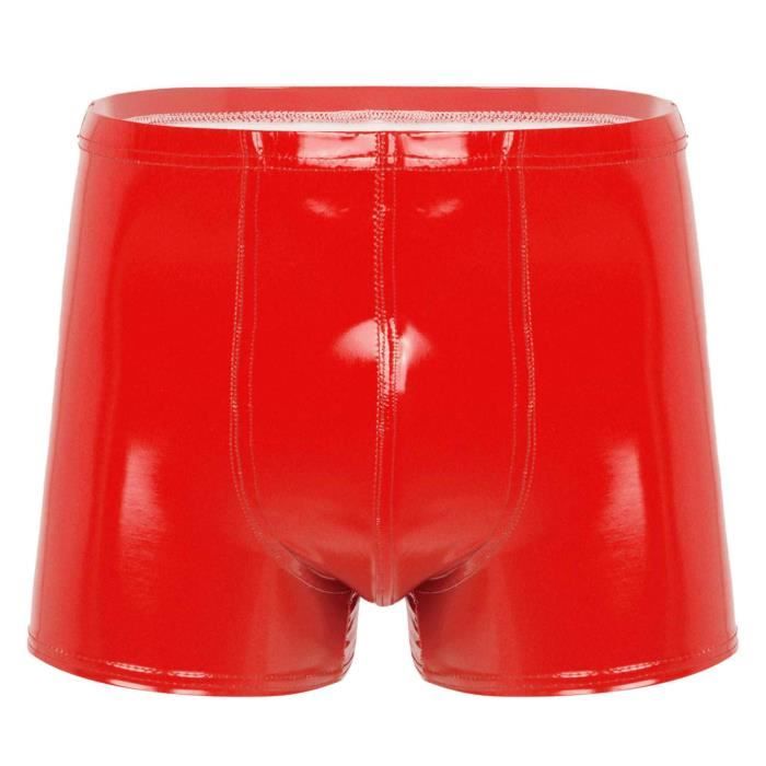 Mymyguoe Boxer Pour Homme - Brillant - En Cuir Synthétique - Pour Homme - Brillant - Métallique - Effet Mouillé - Sous-vêtements - Pour Le Sport, La Gym, La Plage - Short Métallique - Clubwear, Vert