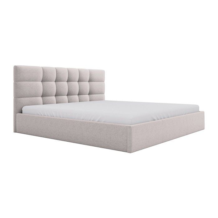 Lit coffre 200 x 200 cm - Tissu - Beige - ELIAVA