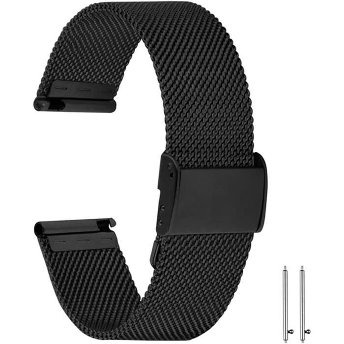 Bracelet Montre Métal Acier Inoxydable Pour Garmin Instinct 2 Solar - Noir 22mm