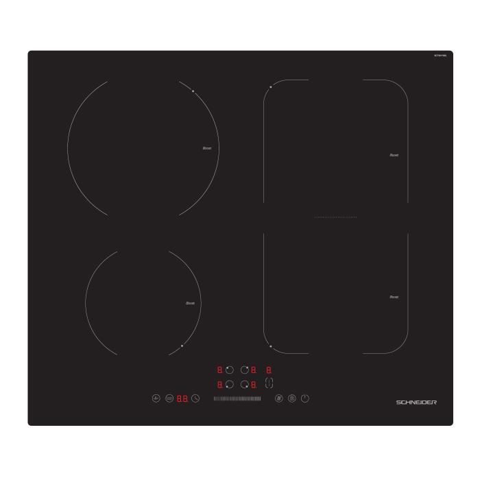 SCHNEIDER SCTI641SSL Table de cuisson Induction 4 foyers Zone flexible 7400 watts