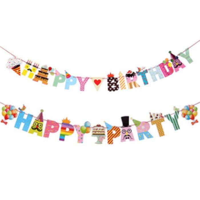 Joyeux Anniversaire Lettres Dessin Anime Barbe Homme Motif Banderole Banniere Decoration De Fete 2 3 M Cdiscount Maison