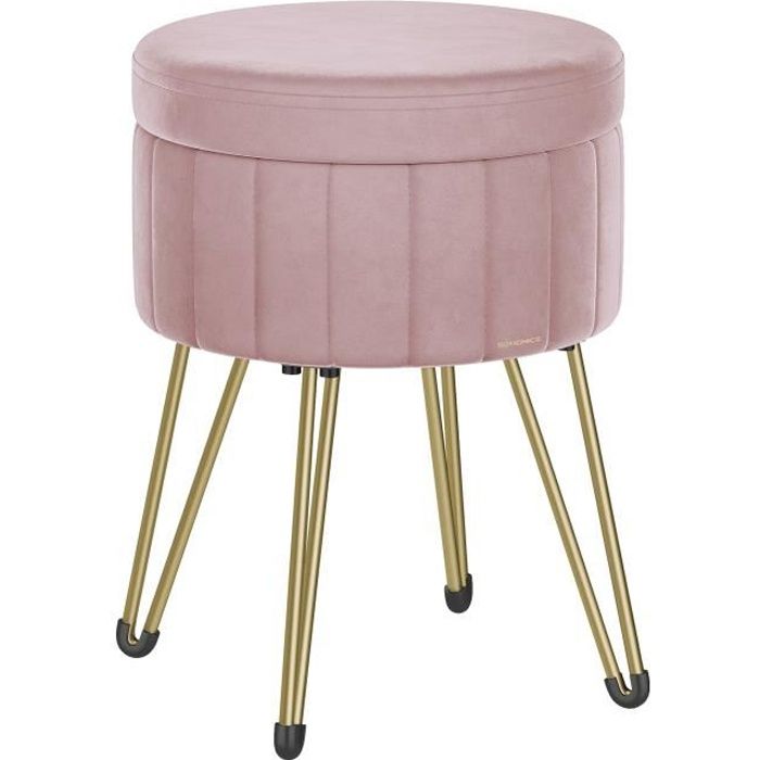 Tabouret Rangement - SONGMICS - 39 x 444 cm - Rose bonbon - 4 Pieds en Métal