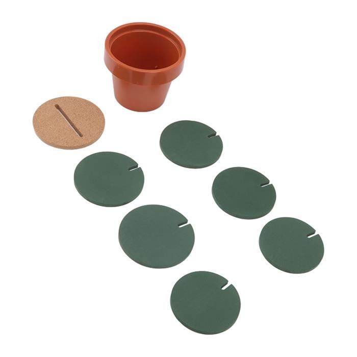 Lot De 6 Sous-verres Cactus Créatifs - Anti-dérapants, En EVA, Avec Pot De Rangement En Bois Et ABS - 4