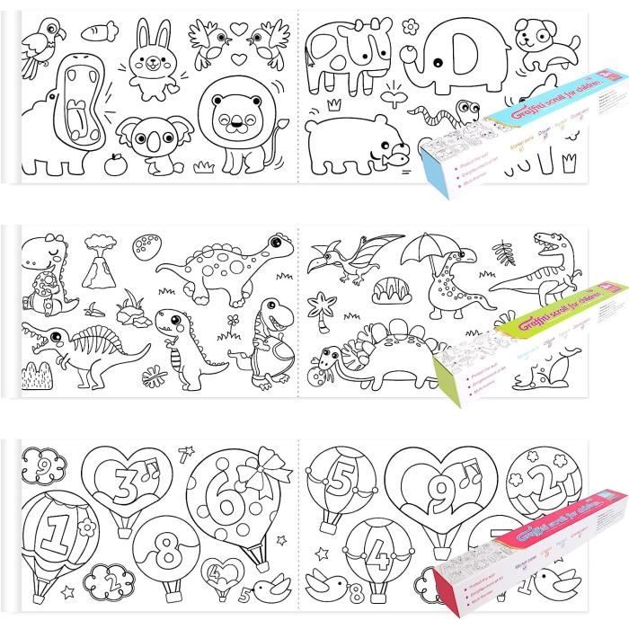 Towviy 3 Rouleau de Papier Dessin pour Enfant, rouleau de coloriage enfant,  Rouleau de Coloriage Adhésif pour Coloriage Bricolag61 - Cdiscount Bricolage
