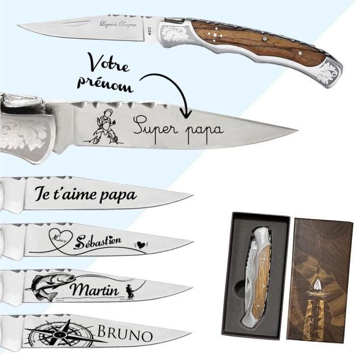 Couteau homme personnalisé - Marque laguiole gravé avec un prénom