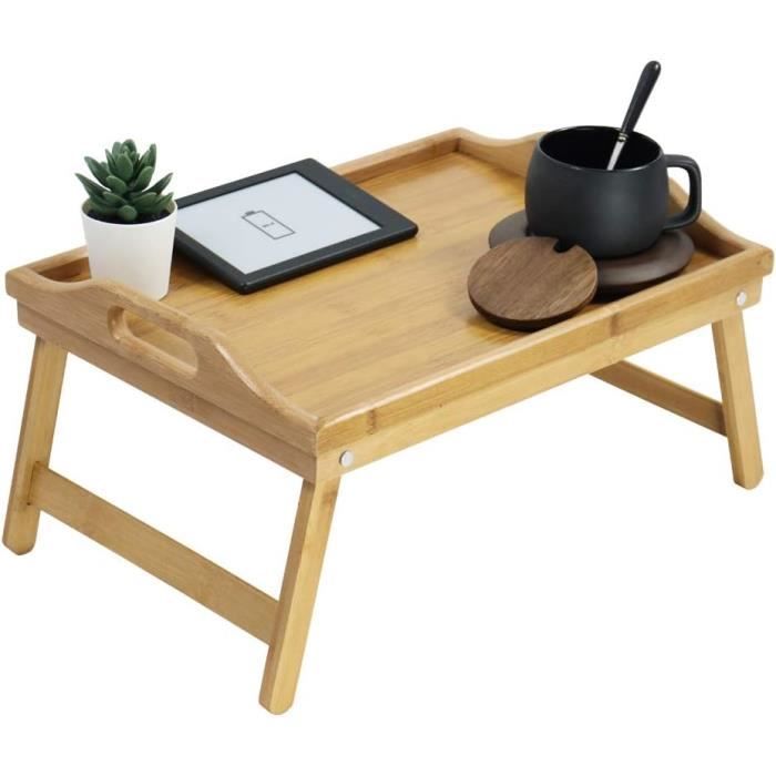 Cagogo Plateau De Lit En Bois à Moins De 5$ Avec Pieds Pliables, Plateau De Petit-Déjeuner Pour Canapé, Lit, Repas, Travail, Bureau Pour Ordinateur Portable