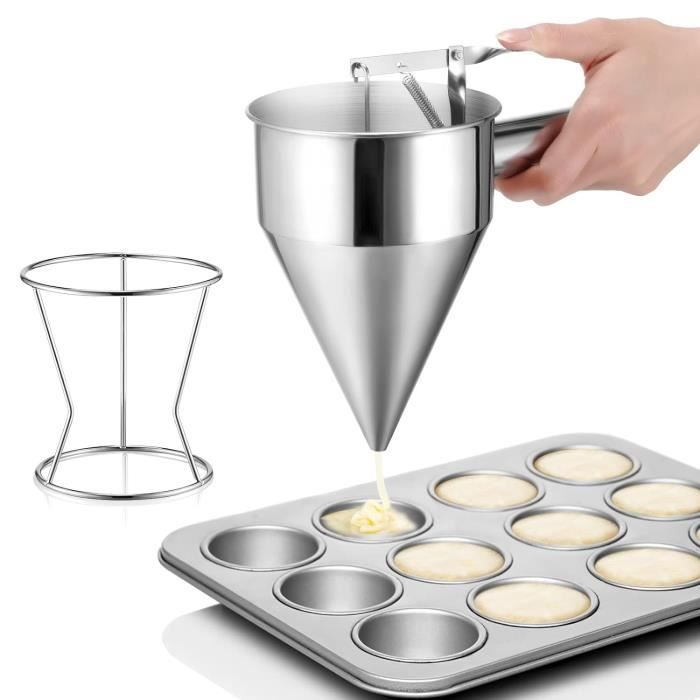 Entonnoir à Pâtisserie En Acier Inoxydable YUNYODA - Distributeur à Pâte Pour Crêpes, Gaufres, Takoyaki