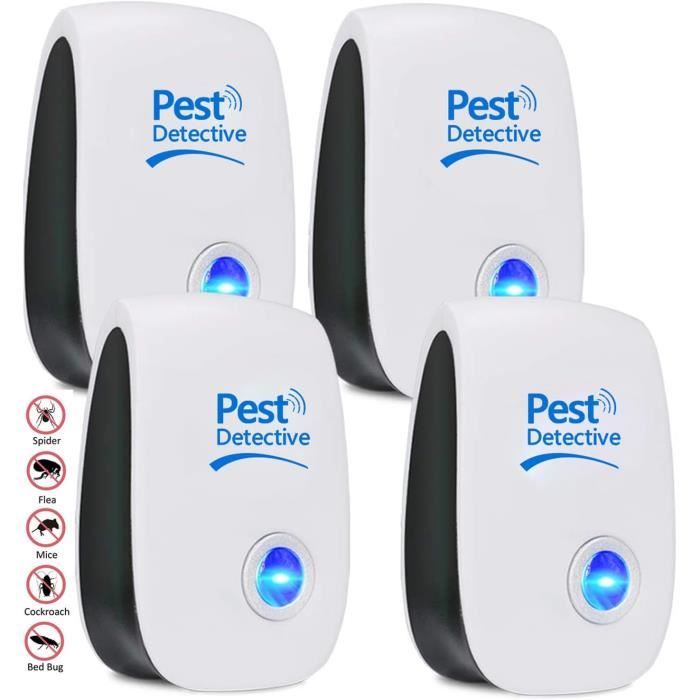8 Pièges à Nuisibles à Ultrasons - Répulsif Pour Souris, Araignées, Moustiques - Intérieur/extérieur