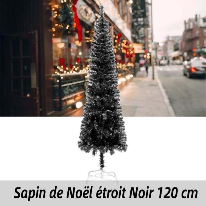 Sapin de Noël étroit - Décorations de Noël - Noir 120 cm COC-2