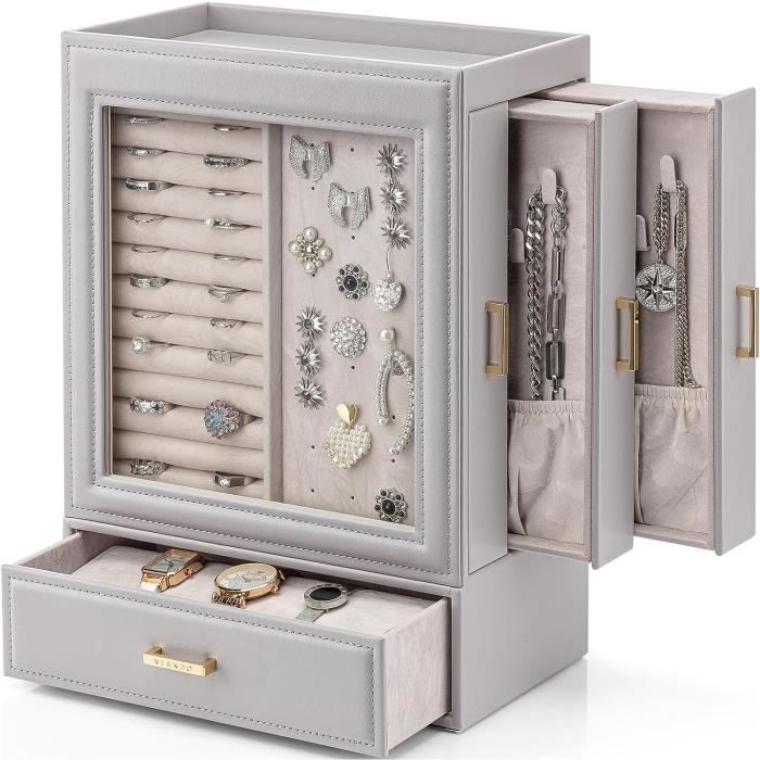 Boite À Bijoux Pour Femme Filles, Coffret À Bijoux, Organisateur Bijoux Avec 24 Sections Et