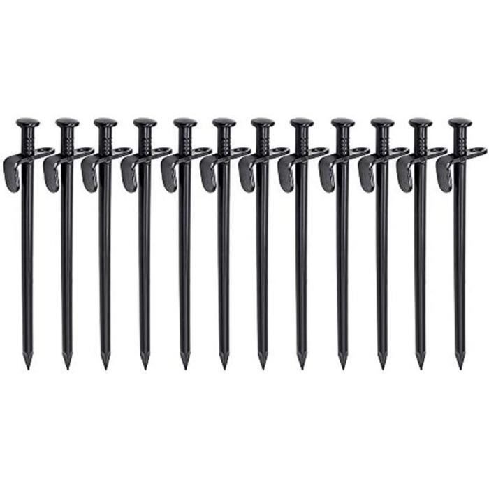 Homefantasy - Piquets De Tente à Visser - Lot De 4 - Acier Robuste - Pour Sol Dur, Herbe, Bois - Avec Perceuse Sans Fil - 10