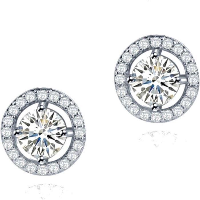 Boucles D'Oreilles Longues Grises – Cristaux Zircon – Plaqué Or Blanc 18K