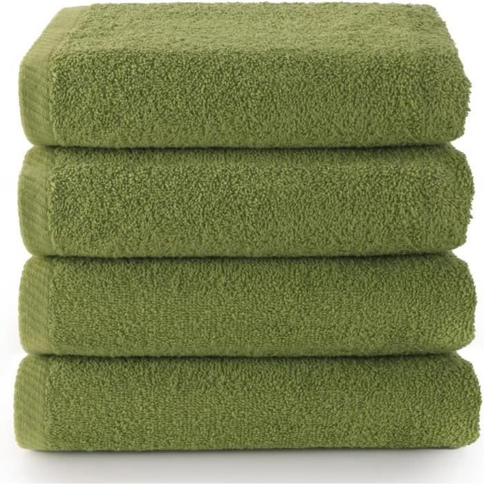 Servette De Ban En Coton Blanc Et Vert 35*75cm