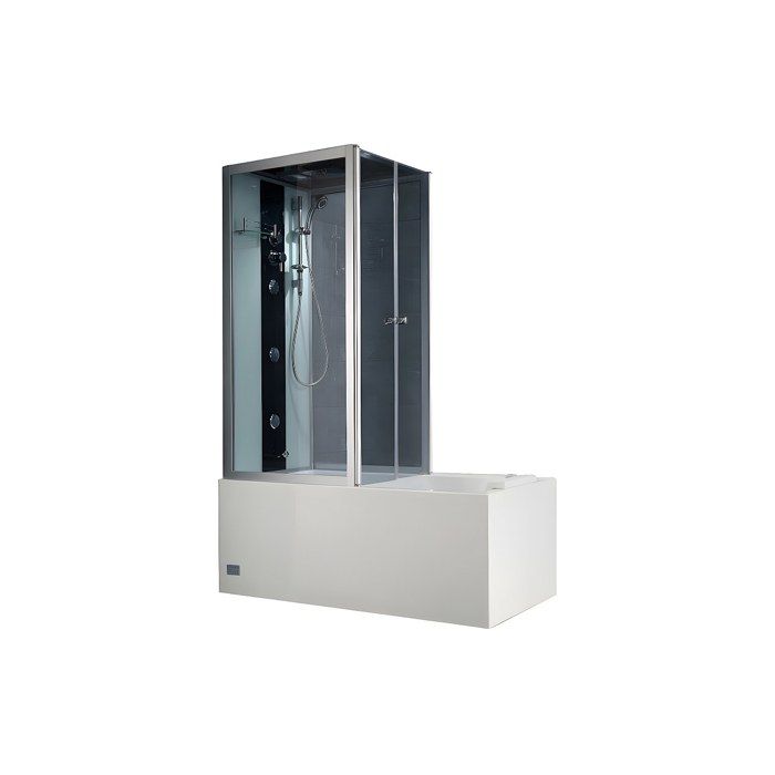 Douche-Baignoire balnéo DARIA en acrylique renforcé vitre gris foncé - 75*150*215cm - 30 microjets et 6 gros jets Douche-Baignoire balnéo DARIA en acrylique renforcé vitre gris foncé - 75*150*215cm - 30 microjets et 6 gros jets