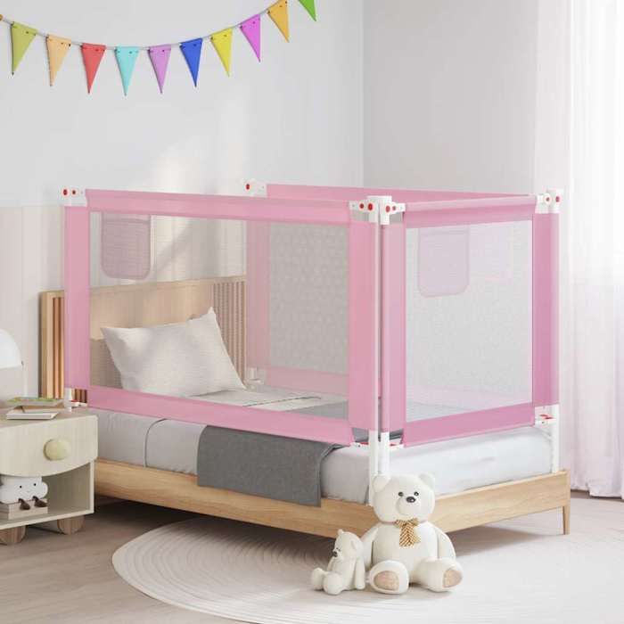 vidaXL Barrière de sécurité de lit denfant Rose 150x25 cm Tissu 10202