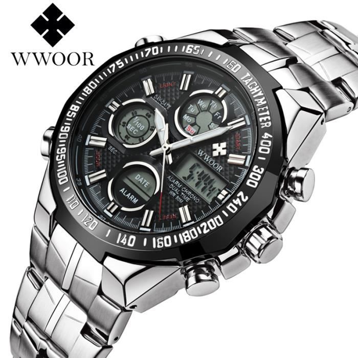 Montre Numérique Felenny Pour Homme - Acier Inoxydable - Étanche 30m - Chrono, Alarme, Rétroéclairage