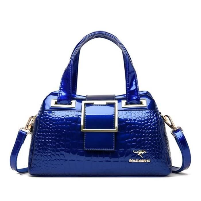 Sac Main Femme FOLOVEYA Cuir PU Crocodile | Sac Fourre Tout Bandoulière Dames Blanc