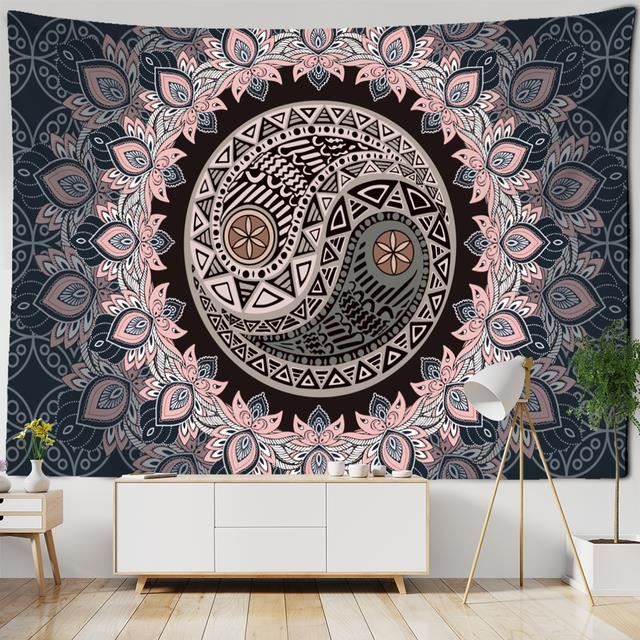 Tenture Murale Hippie Mandala Psychédélique 92x82 Pouces En Coton - Neuf